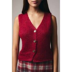 NEW SUNDAY EDITION hadley lurex sweater vest in berry